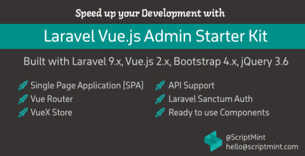 Laravel 9.x Vue.js SPA Bootstrap Admin Starter Kit | Miscellaneous